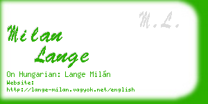 milan lange business card
